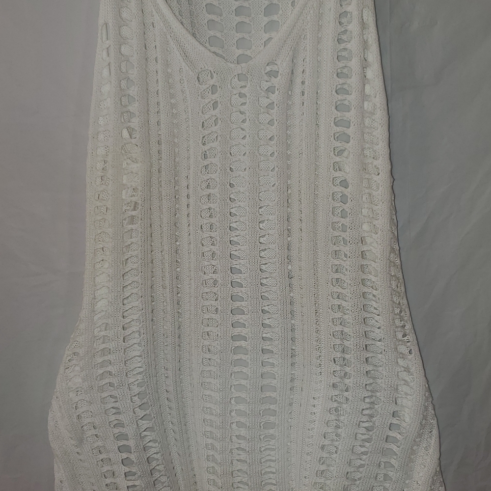 Elegant White Crochet Swim Cover-Up